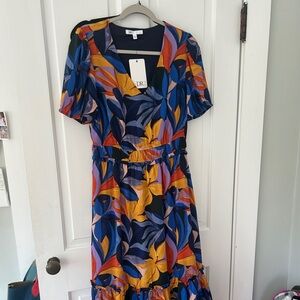 DR2 by Daniel Rainn V-Neck Crepe Midi Dress NWT Size M